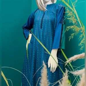 Blue green embroidered kurti kurta kameez